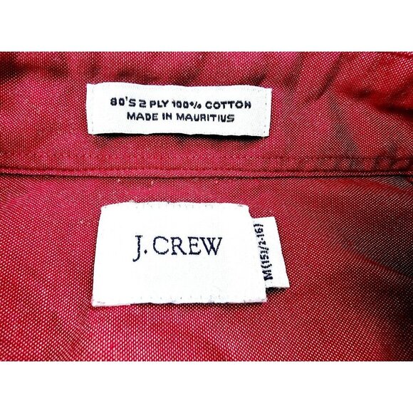 J. Crew Size Medium 15.5-16 Men's Red Button Down Long Sleeve 2 Ply Cotton Shirt - Picture 4 of 6